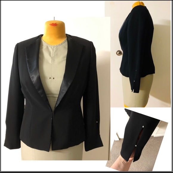 EVAN PICONE Party Blazer size 10 Rhinestones Decor Sleeves Black - Picture 1 of 13